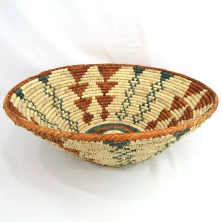 Vintage Native American Coiled Basket Bowl 5.  75 " Tall X 16.  75 " Wide Multi - Colors