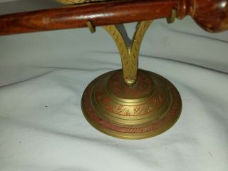 Vintage Desktop Brass Ornate Gong With Stand and Wood Mallet 9.  75 