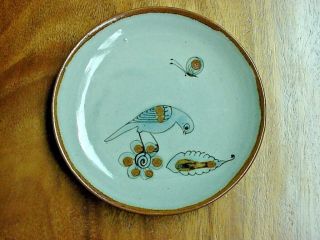 1960 ' s Vtg Tonala Mexico Art Pottery KE Ken Edwards Signed Bird Ceramic Plates 3
