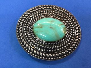Western Belt Buckle With Blue Faux Stone Centerpiece - Cowgirl Dress Show