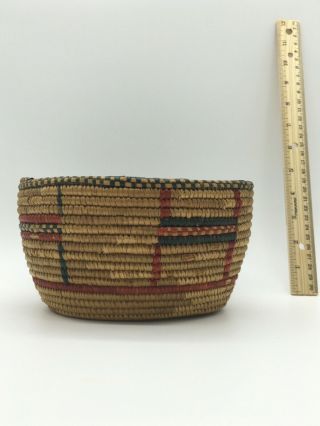 Antique Vintage Native American Indian Basket Large Colorful Bowl 1800 To 1900’s
