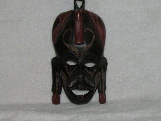 Vintage African Hand Made Carved Tiki Wooden Jambo Kenya Mask