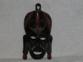 Vintage AFRICAN Hand Made Carved Tiki Wooden JAMBO KENYA Mask 2