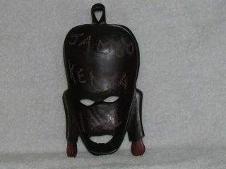 Vintage AFRICAN Hand Made Carved Tiki Wooden JAMBO KENYA Mask 3
