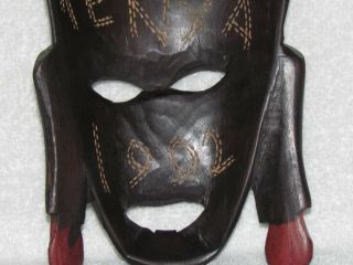 Vintage AFRICAN Hand Made Carved Tiki Wooden JAMBO KENYA Mask 5