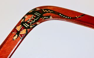 Vintage Aboriginal Art Wood Boomerang - Hand Painted - 1980