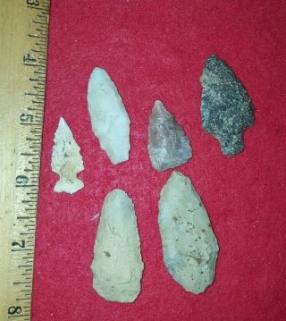 Group Of 7 Arrowhead From Calhoun Co.  Ill.  Native American Indian Artifact
