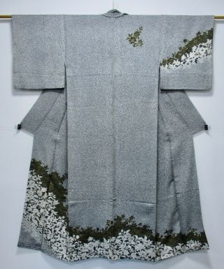 Japanese Kimono Silk Houmongi / Gorgeous Tataki Dye / Silk Fabric /73
