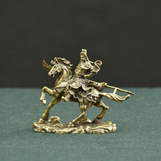 Chinese Ancient Hero Guan Gong Guan Yu Ride On Horse Bronze Statue Decoration