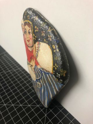 vintage hand painted Rock - Signed Leka - Russian/ukraine/europen Mother Child 4