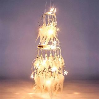Lavay Dream Catcher White Feather Light Up Led Star Fairy String Lights Doubl.