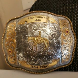 Montana Silversmiths Cowboy Belt Buckle High Point 1988