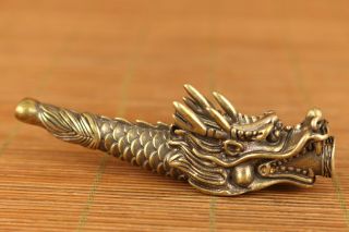 Chinese Old Copper Hand Carved Dragon Statue Pipe Smoking Tool
