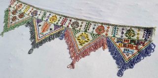Old Fine Beaded Embroidery Rabari Ethnic Door Valance Wall Decor Tapestry Toran