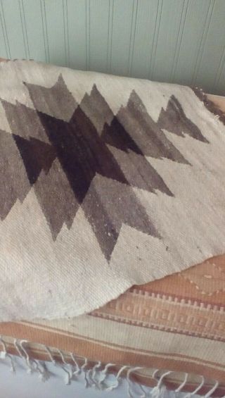 Vintage Navajo Saddle Blanket Natural Yarn