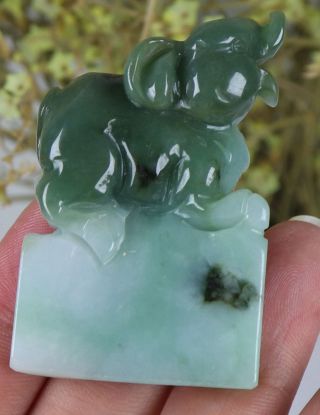 Certified Natural Green（grade A）jade Jadeite Piggy Statue 87445n