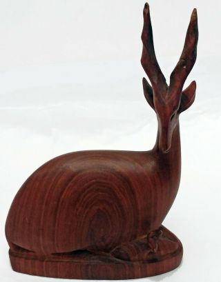 Vintage Wooden African (?) Antelope Gazelle With Baby Handcrafted