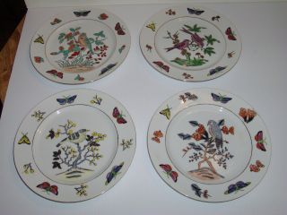 Nora Fenton Design Set Of 4 Bird Plates,  Japanese Porcelain Made In Hong Kong,