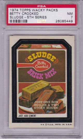 1974 Topps Wacky Packs Betty Crooked Sludge Psa 7 Nm Series 5 Packages
