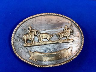 Vintage Tony Lama Roping German Silver Bronze Buckle Western Cowboy Rodeo Award