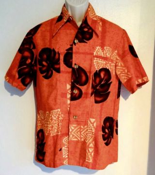 True Vintage Bark Cloth Hawaiian Shirt / Tiki Luau Rat Rod Surf Mai - Kai Hukilau