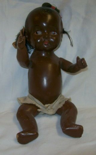 Antique Black Americana Composition Baby Doll Jointed 12 "