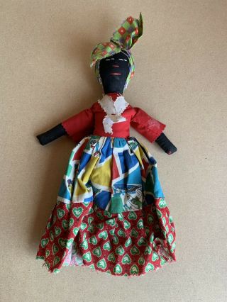 Vintage Black Americana Cloth Rag Doll Girl Hand Made