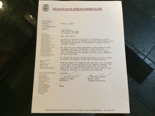 Museum Of African American Arts 1985 Signed Letter Sent To Brock Peters