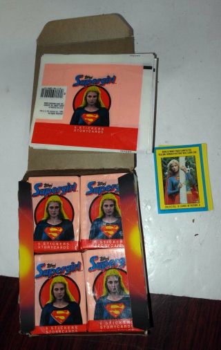 1984 Topps Supergirl Wax Box Stickers 36 Wax Packs,  4 Poster Cards