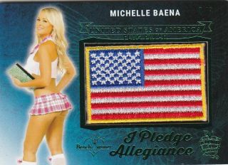 2019 Benchwarmer 25 Years Michelle Baena Pledge Allegiance Flag Patch Card /3