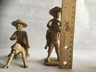 2 Vintage Mexican Folk Art Clay Children Playing Figures