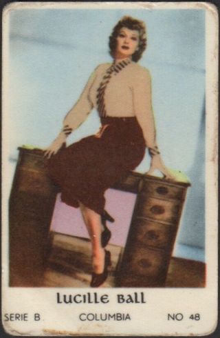 Lucille Ball - 1952 Vintage Swedish Serie B Movie Star Gum Card 48
