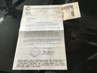 Nigeria 1974 Pan African Conference Signed Letter To Actor Brock Peters