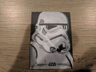 2019 Topps Star Wars Esb B&w Nick Gribbon Sketch Of Storm Trooper 1/1