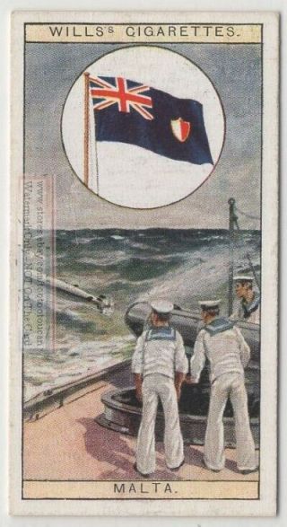 Flag Of Crown Colony Of The Island Of Malta 80,  Y/o Ad Trade Card
