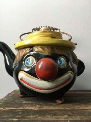 Vintage Black Clown Face Figural Teapot Thames Japan 4