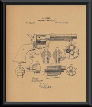 1875 Colt 45 Revolving Pistol Patent Reprint On 100,  Year Old Paper P143