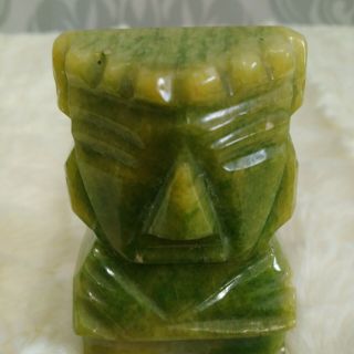 Vintage Green Jade Tiki God Statue Figurine Small Bookend 2