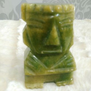 Vintage Green Jade Tiki God Statue Figurine Small Bookend 3