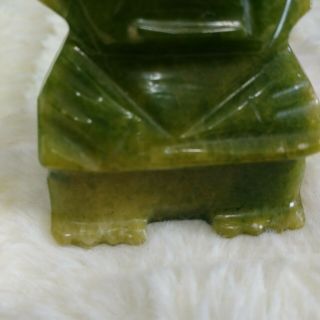 Vintage Green Jade Tiki God Statue Figurine Small Bookend 4