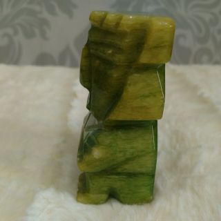 Vintage Green Jade Tiki God Statue Figurine Small Bookend 5