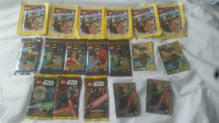 6× Lego Movie 2 Sticker Packs.  5× Lego Marvel & 3× Star Wars (5 Cards Per Pack)