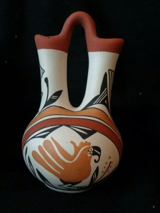 Vintage Wedding Vase Signed K.  Joe Acoma Mexico Bird Pottery