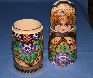 Russian Bottle Holder Wooden Nesting Doll Vodka Matryoshka Babushka RG263 2