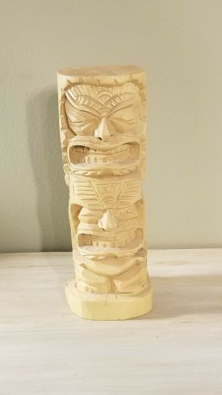 Tiki Hand Carved Wood Wooden Carving Totem Pole Small Statue Hawaiian Style