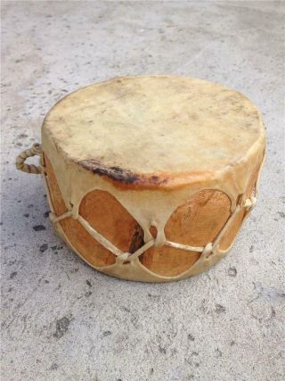Vintage Native American Double Sided Handmade Animal Hide Drum