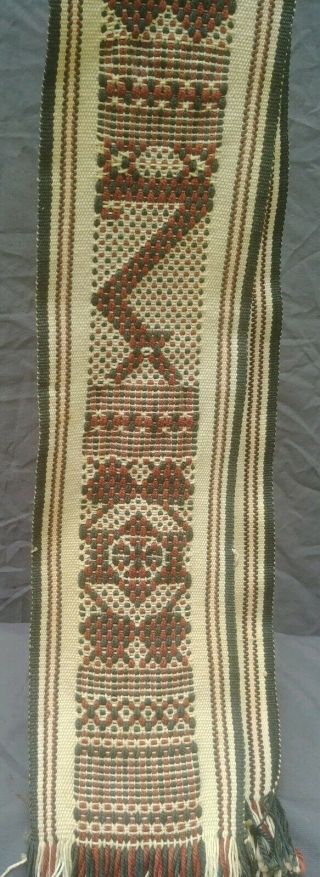 Vintage Navajo Native American Hand Loom Woven Wool Ceremonial Sash Belt 60 