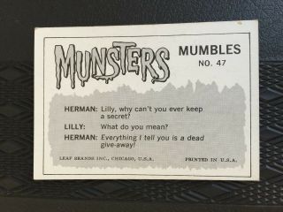1964 Leaf The Munsters Card 47 - - Trades Welcome 2