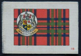 Macintosh Clan Tartan And Coat Of Arms 96 Year Old Silk Card Issued In 1922