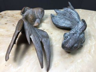 Vintage JAPANESE Bronze Koi Fish Sculpture.  7 